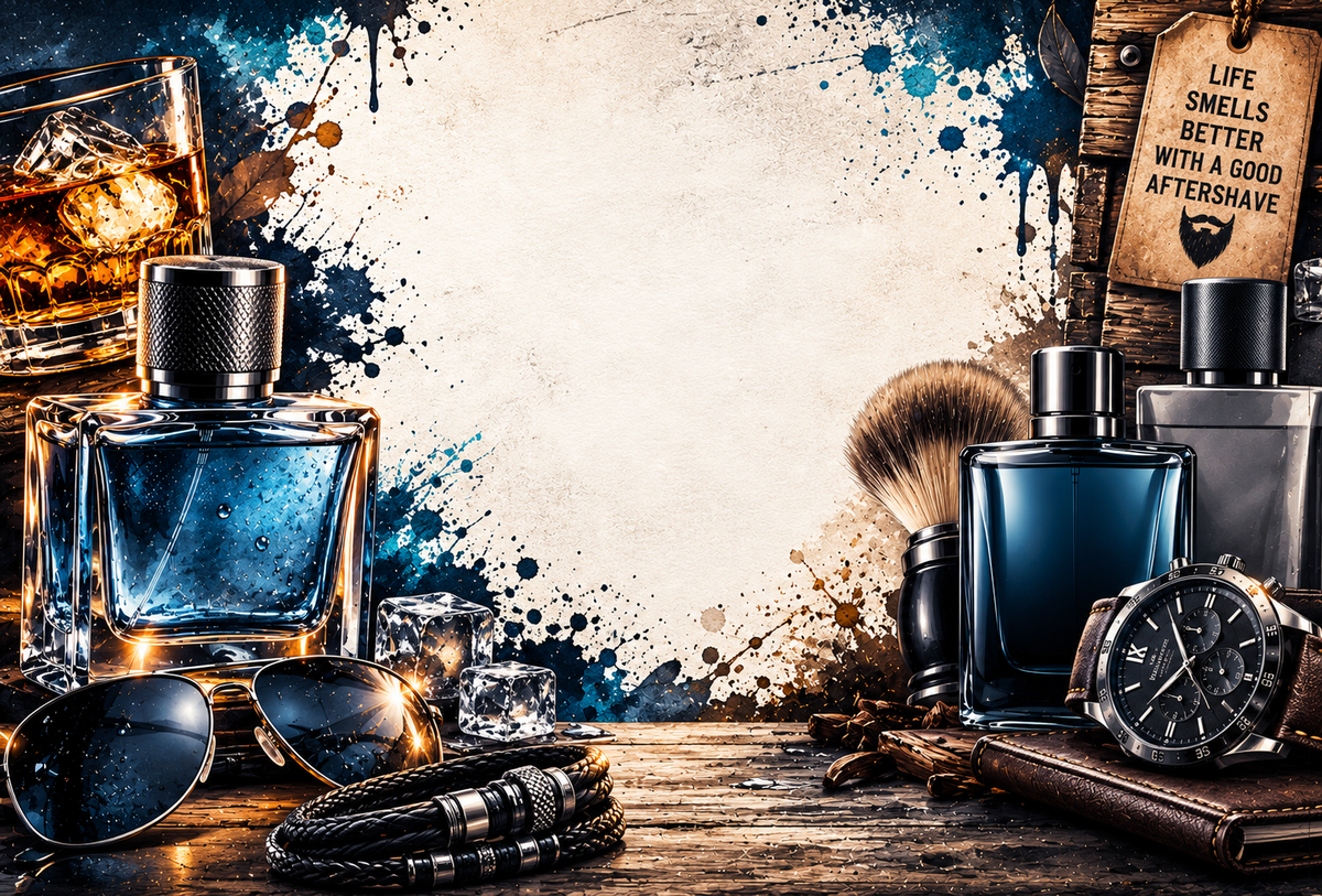 Aftershave themed fragrance stickers design 3
