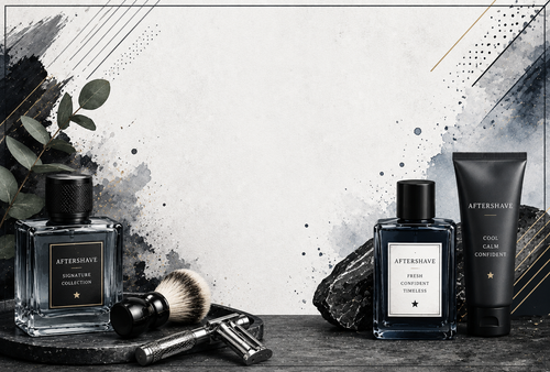 Aftershave themed fragrance stickers design 2
