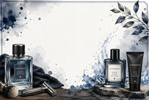 Aftershave themed fragrance stickers design 1