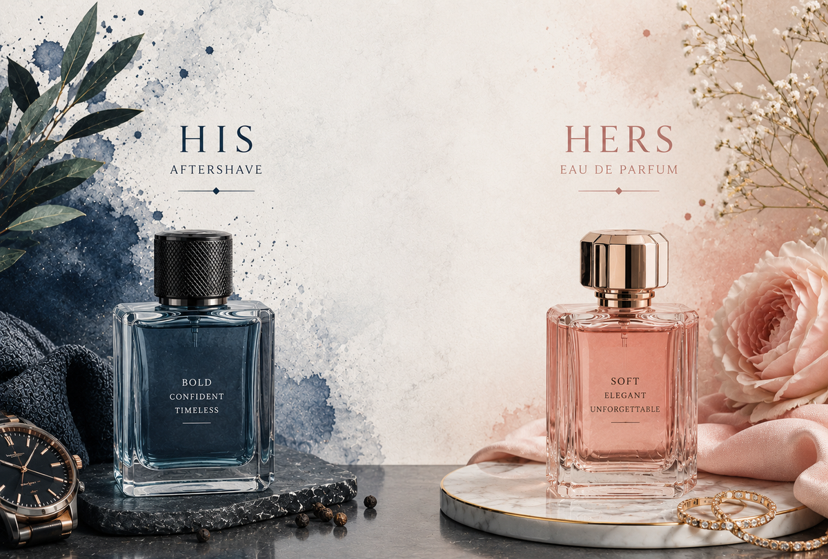 His and Hers themed fragrance stickers design 2