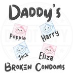 Daddy's Broken Condoms personalised mug design