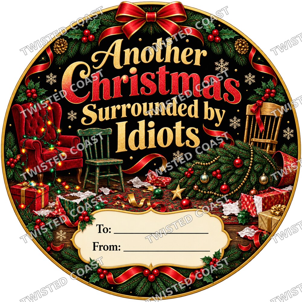 Christmas Chocolate Tub Label – Another Christmas Surrounded by Idiots