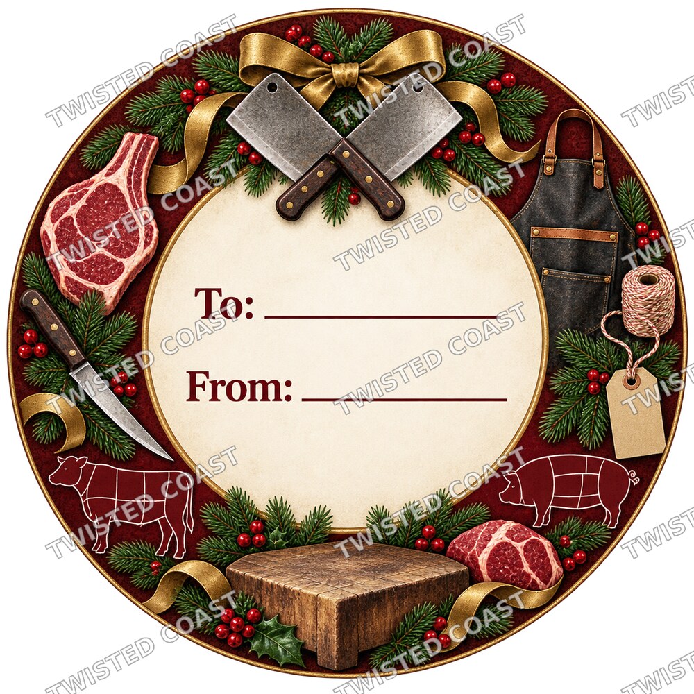 Christmas Chocolate Tub Label – Butcher Red & Gold To & From