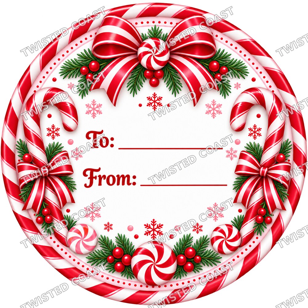 Christmas Chocolate Tub Label – Candy Cane To & From