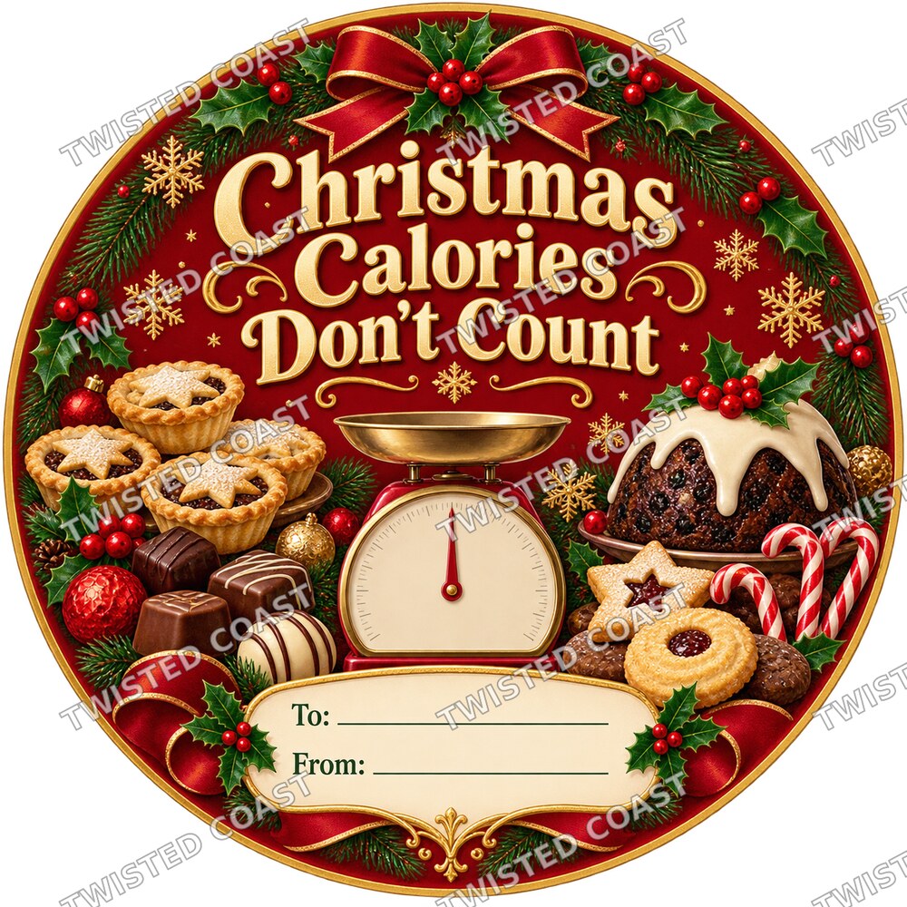 Christmas Chocolate Tub Label – Christmas Calories Don't Count