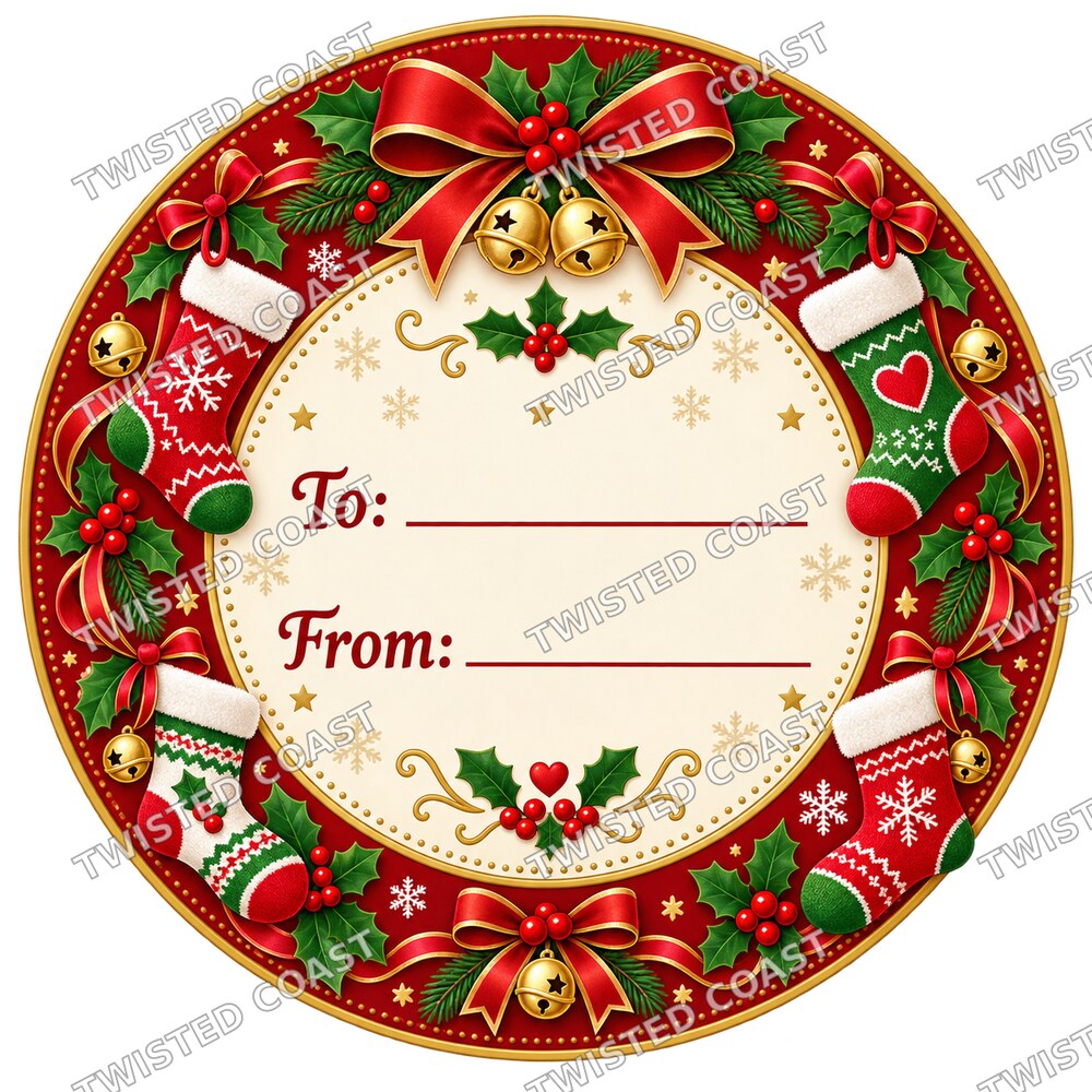 Christmas Chocolate Tub Label – Classic Red Christmas To & From