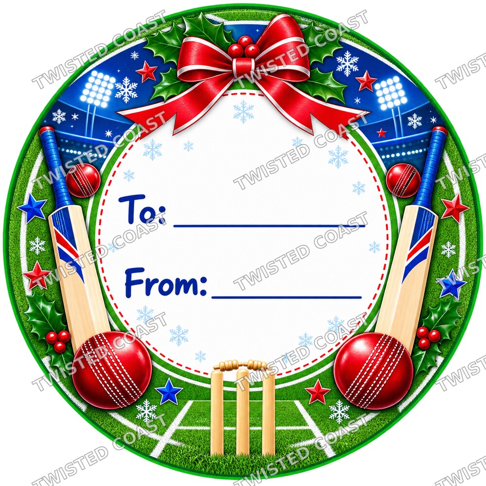 Christmas Chocolate Tub Label – Cricket Bright Blue To & From
