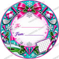 Christmas Chocolate Tub Label – Cricket Pink To & From