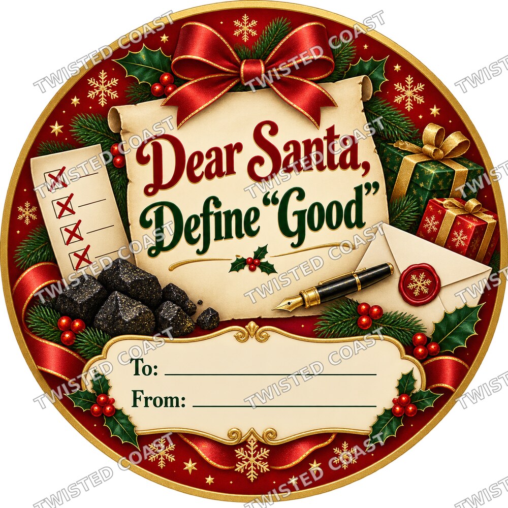 Christmas Chocolate Tub Label – Dear Santa Define Good