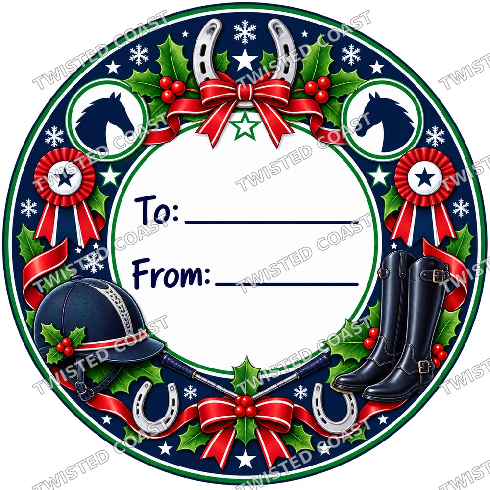 Christmas Chocolate Tub Label – Equestrian Blue To & From