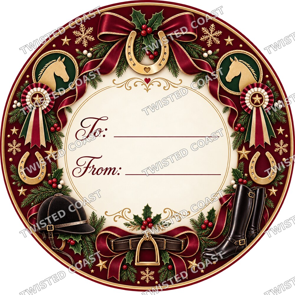 Christmas Chocolate Tub Label – Equestrian Burgundy To & From