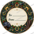 Christmas Chocolate Tub Label – Equestrian Navy & Gold To & From