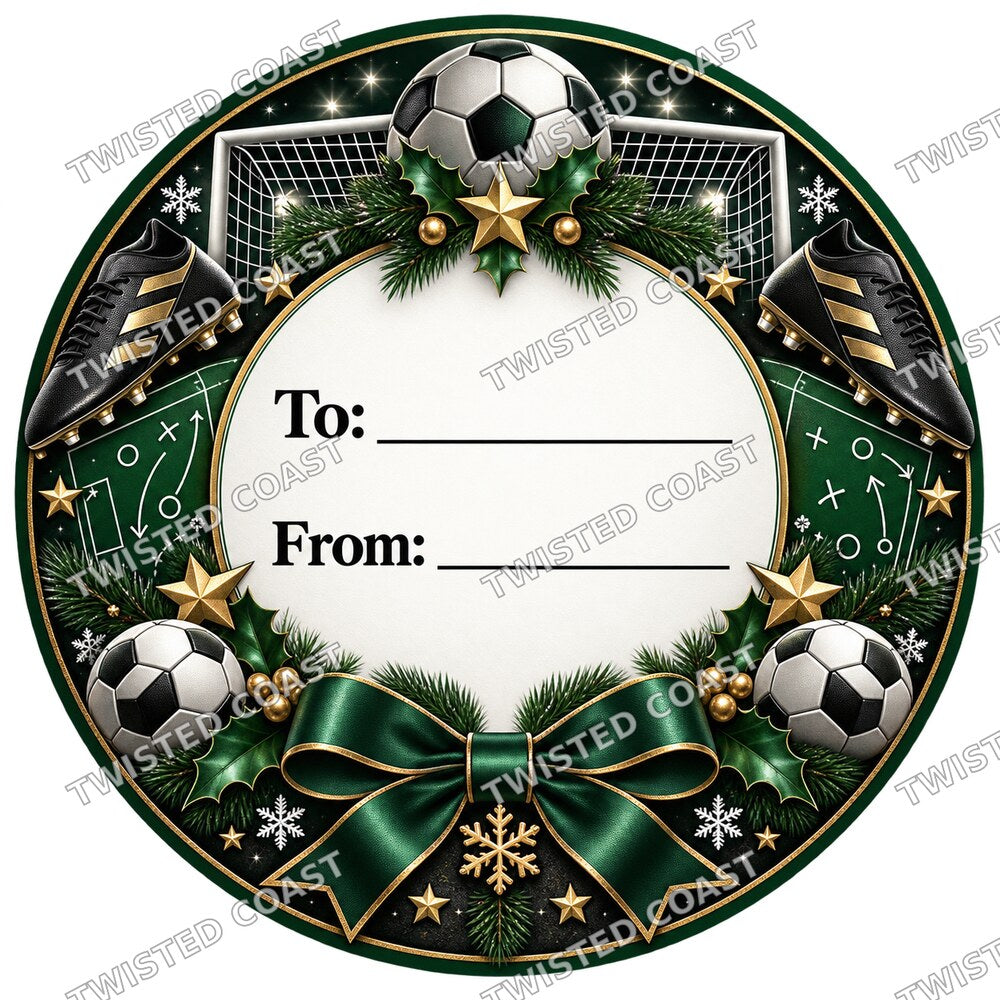 Christmas Chocolate Tub Label – Football Black & Gold To & From