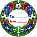Christmas Chocolate Tub Label – Football Bright Blue To & From