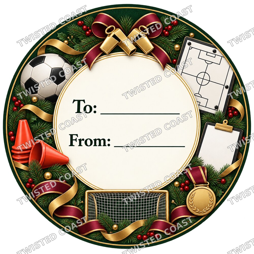 Christmas Chocolate Tub Label – Football Coach Traditional To & From