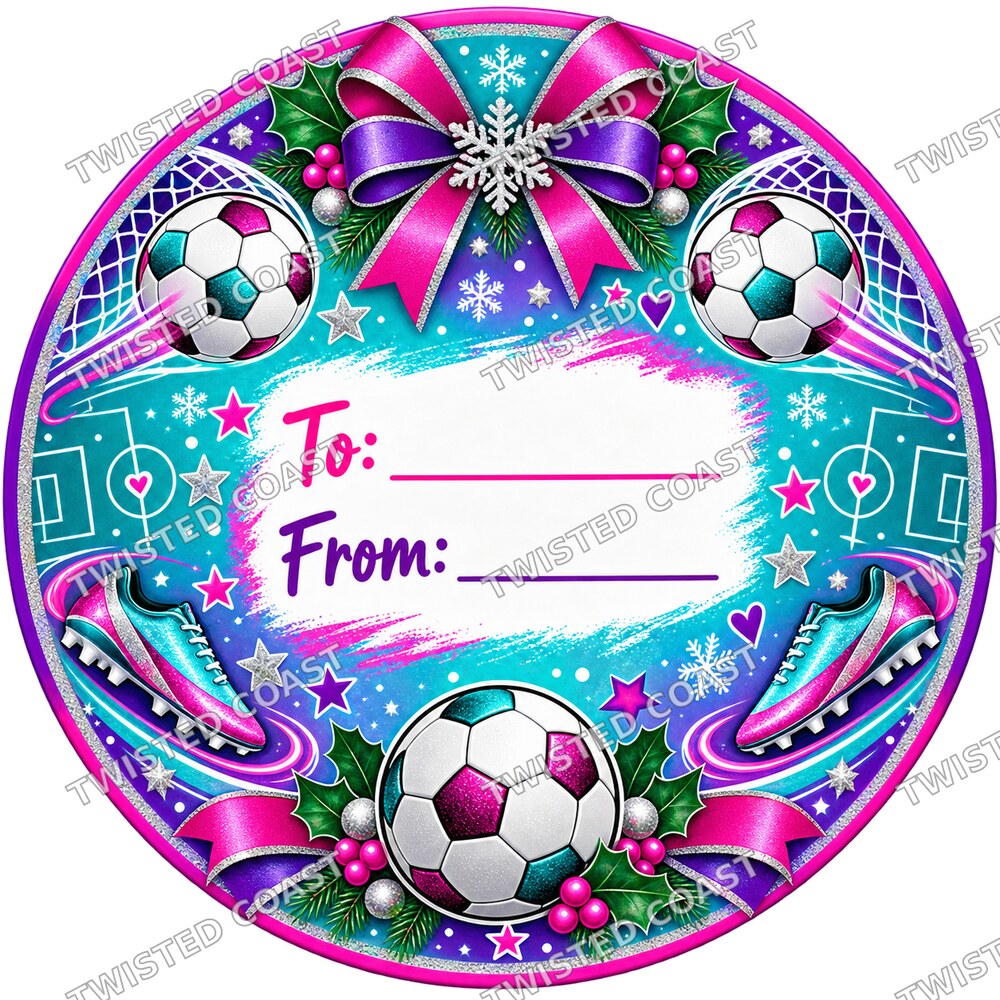 Christmas Chocolate Tub Label – Football Pink To & From