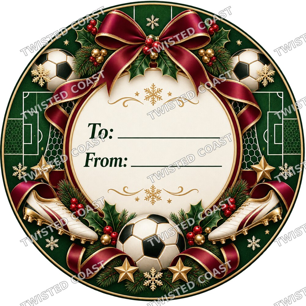 Christmas Chocolate Tub Label – Football Traditional Green To & From