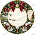Christmas Chocolate Tub Label – Golf Burgundy & Gold To & From