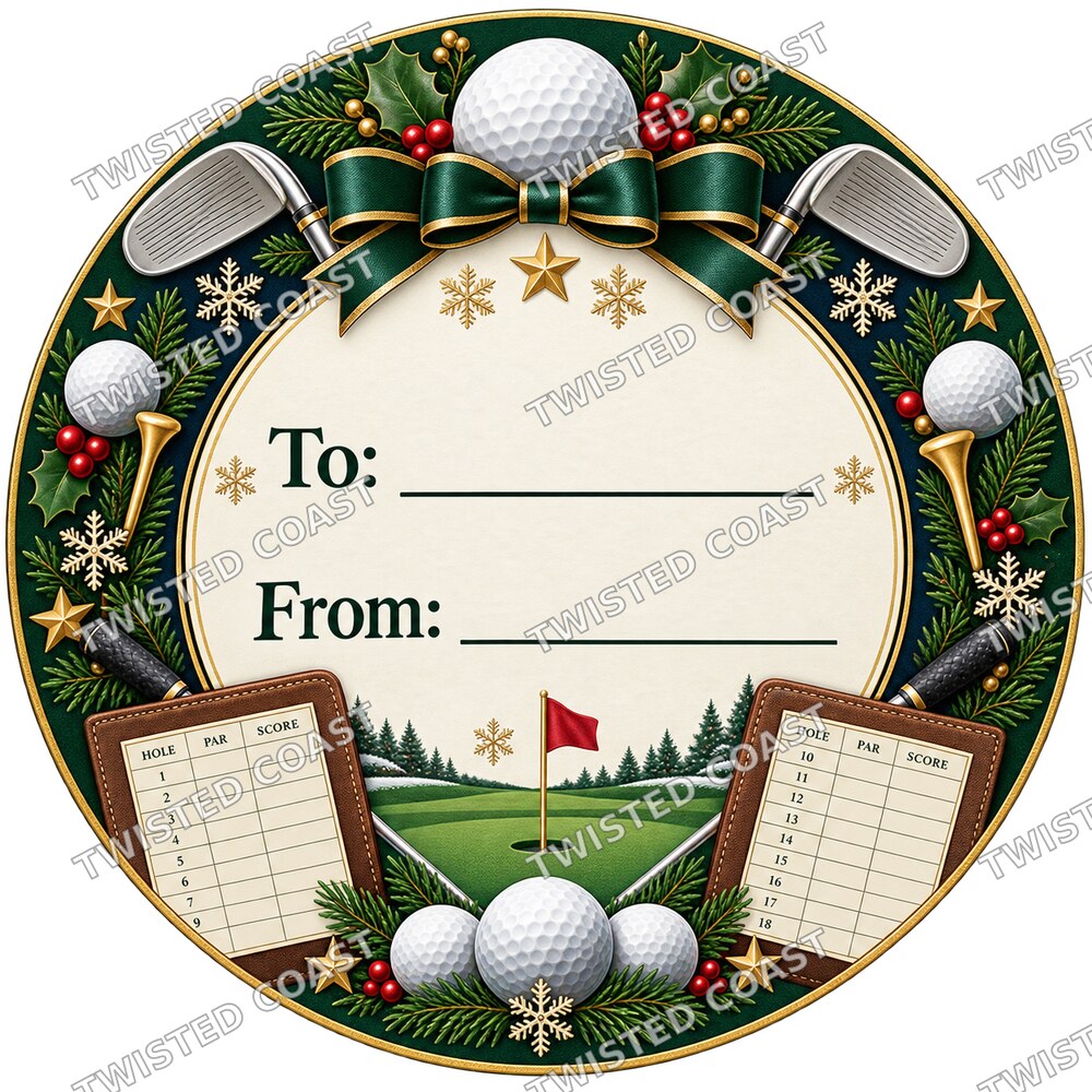 Christmas Chocolate Tub Label – Golf Green & Gold To & From