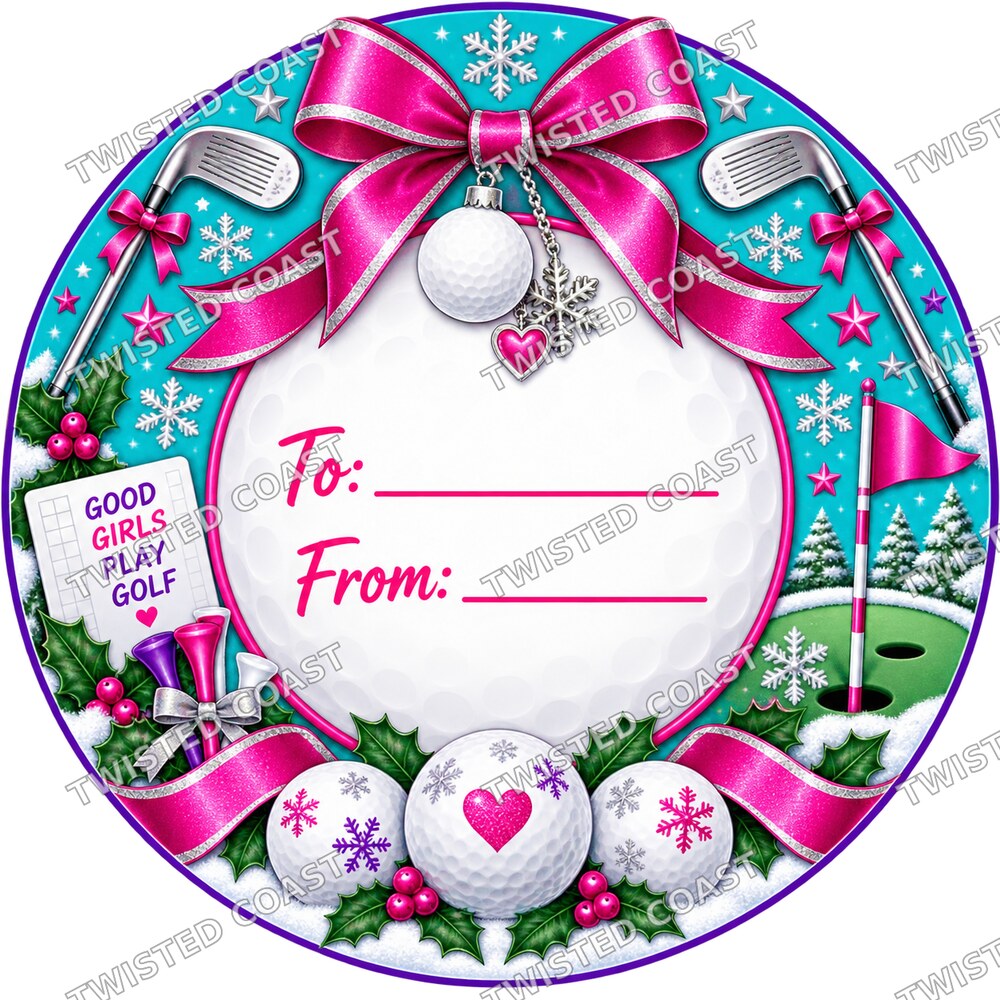 Christmas Chocolate Tub Label – Golf Pink To & From
