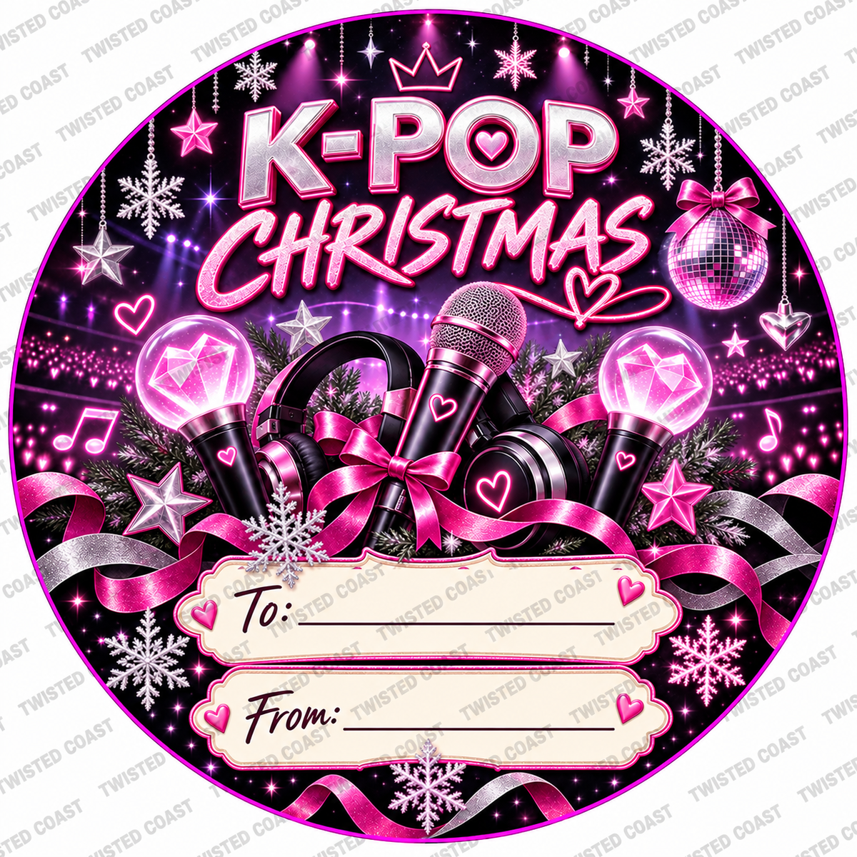 Christmas chocolate tub label – K-pop Christmas – watermarked preview
