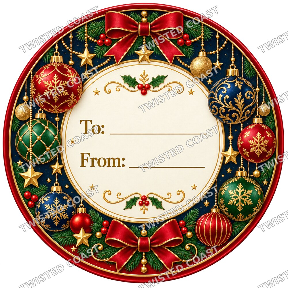 Christmas Chocolate Tub Label – Luxury Bauble To & From