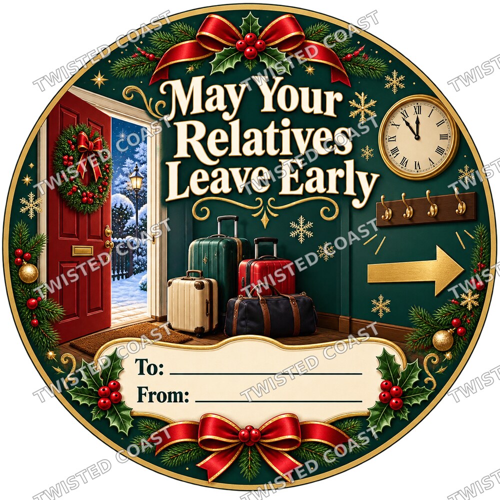 Christmas Chocolate Tub Label – May Your Relatives Leave Early