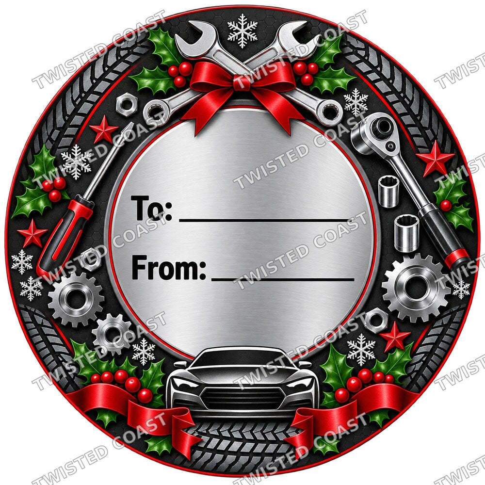 Christmas Chocolate Tub Label – Mechanic Red & Black To & From