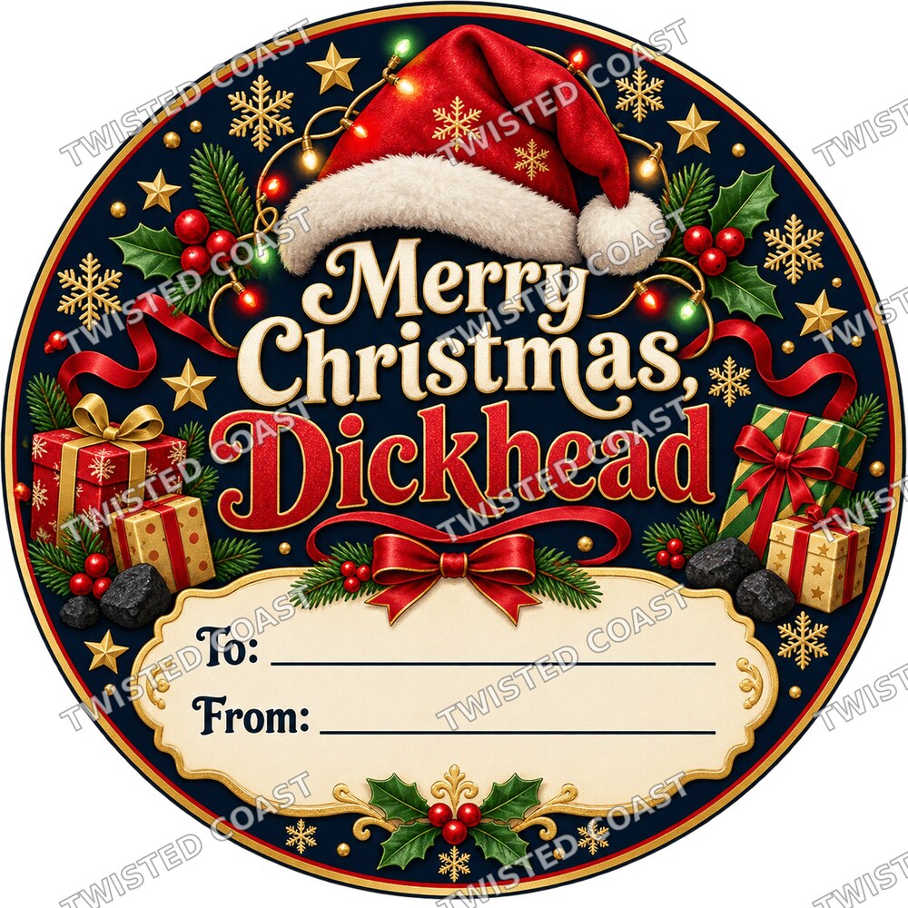 Christmas Chocolate Tub Label – Merry Christmas Dickhead