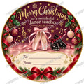 Christmas Chocolate Tub Label – Merry Christmas to a Brilliant Dance Teacher