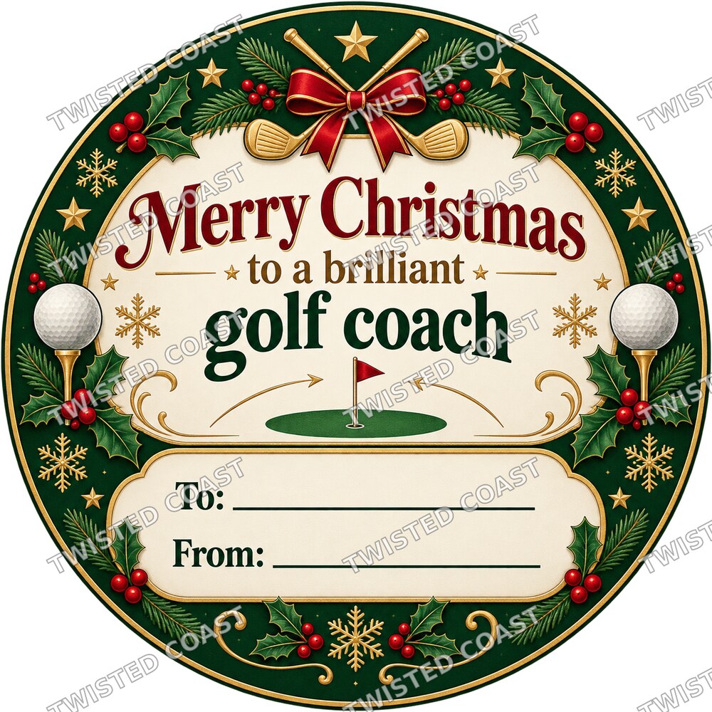 Christmas Chocolate Tub Label – Merry Christmas to a Brilliant Golf Coach