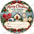 Christmas Chocolate Tub Label – Merry Christmas to a Wonderful Care Worker