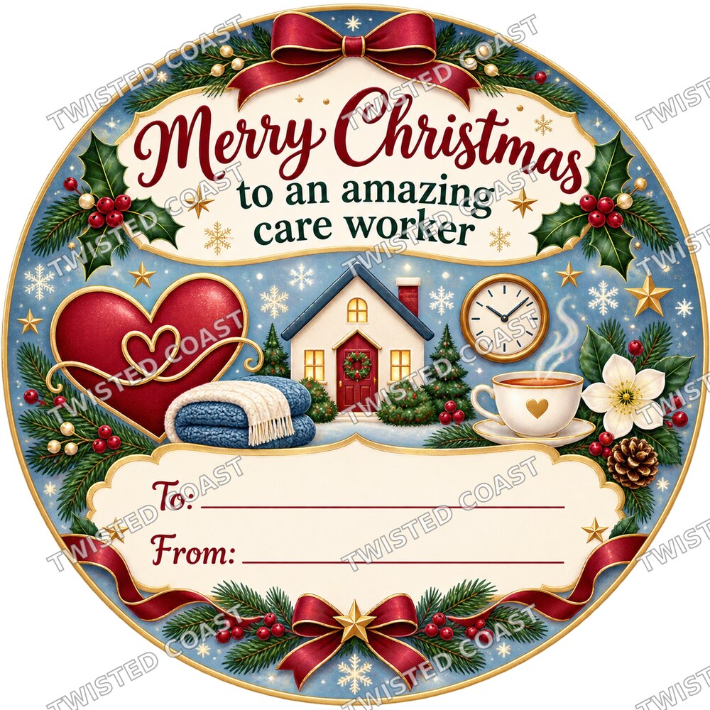 Christmas Chocolate Tub Label – Merry Christmas to a Wonderful Care Worker
