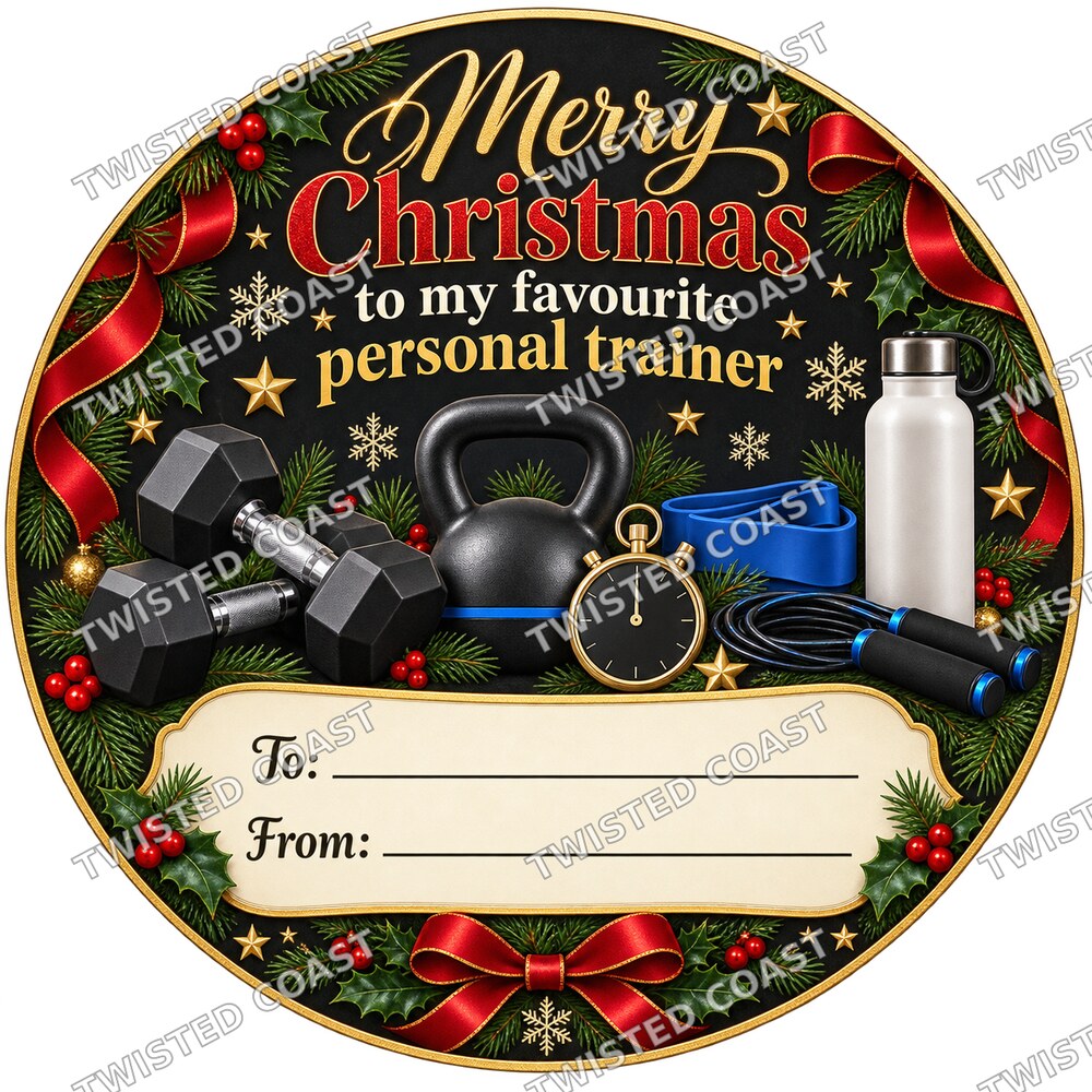 Christmas Chocolate Tub Label – Merry Christmas to My Brilliant Personal Trainer