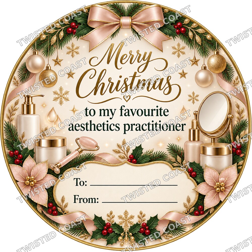Christmas Chocolate Tub Label – Merry Christmas to My Favourite Aesthetics Practitioner