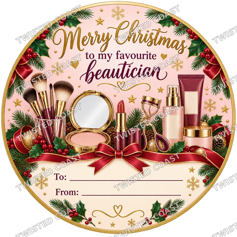 Christmas Chocolate Tub Label – Merry Christmas to My Favourite Beautician