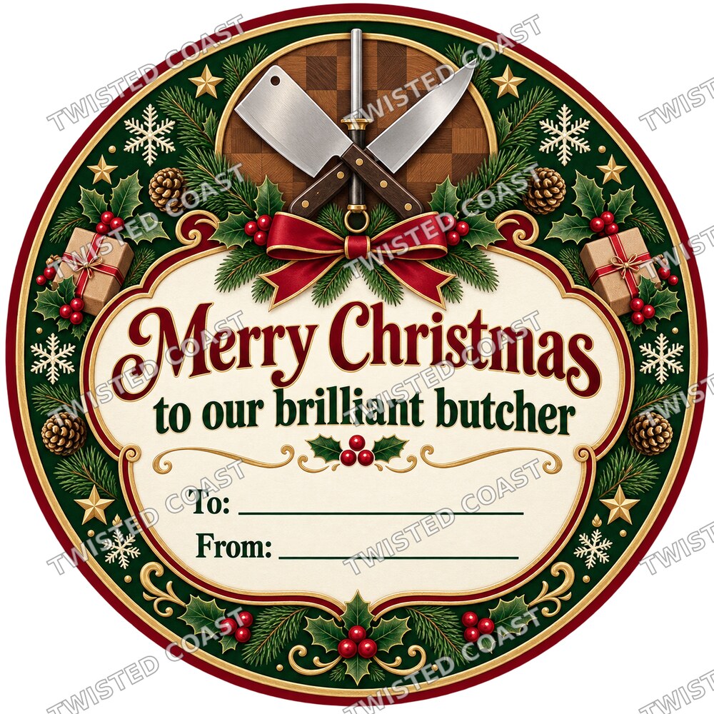 Christmas Chocolate Tub Label – Merry Christmas to My Favourite Butcher
