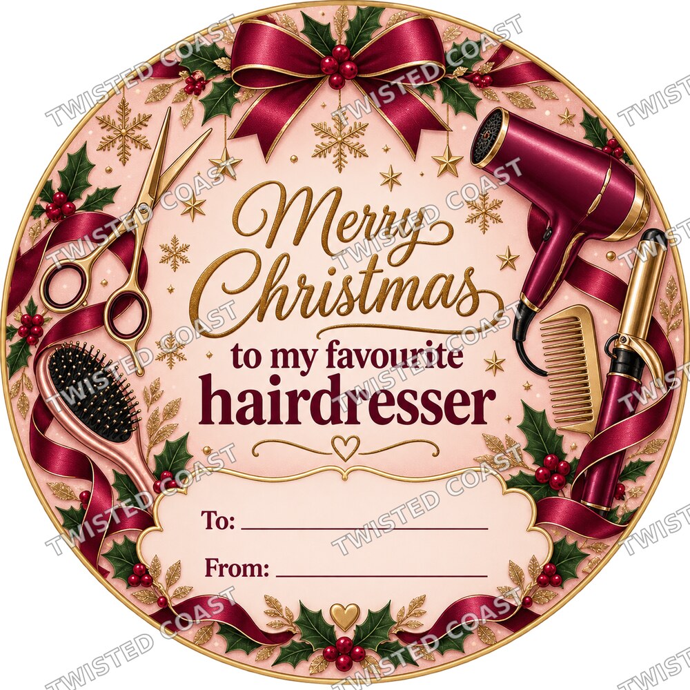 Christmas Chocolate Tub Label – Merry Christmas to My Favourite Hairdresser