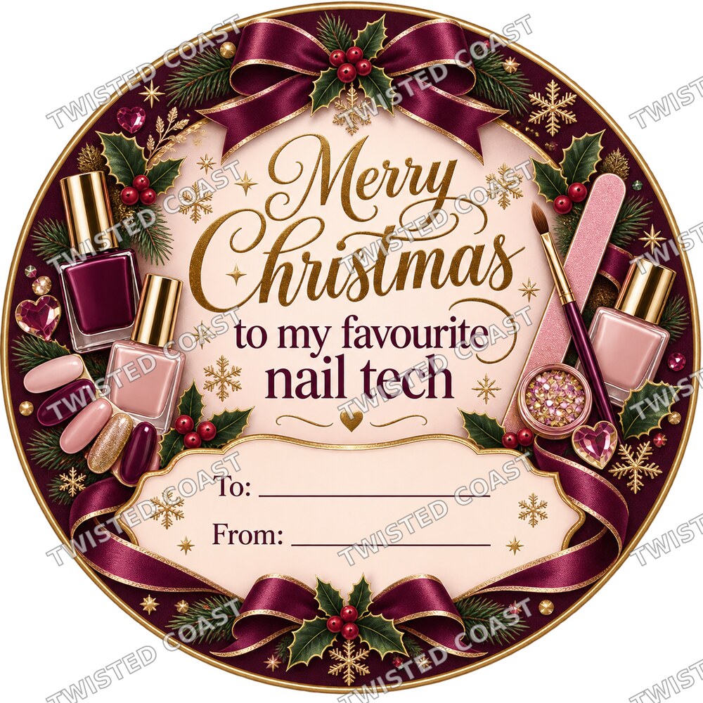 Christmas Chocolate Tub Label – Merry Christmas to My Favourite Nail Technician