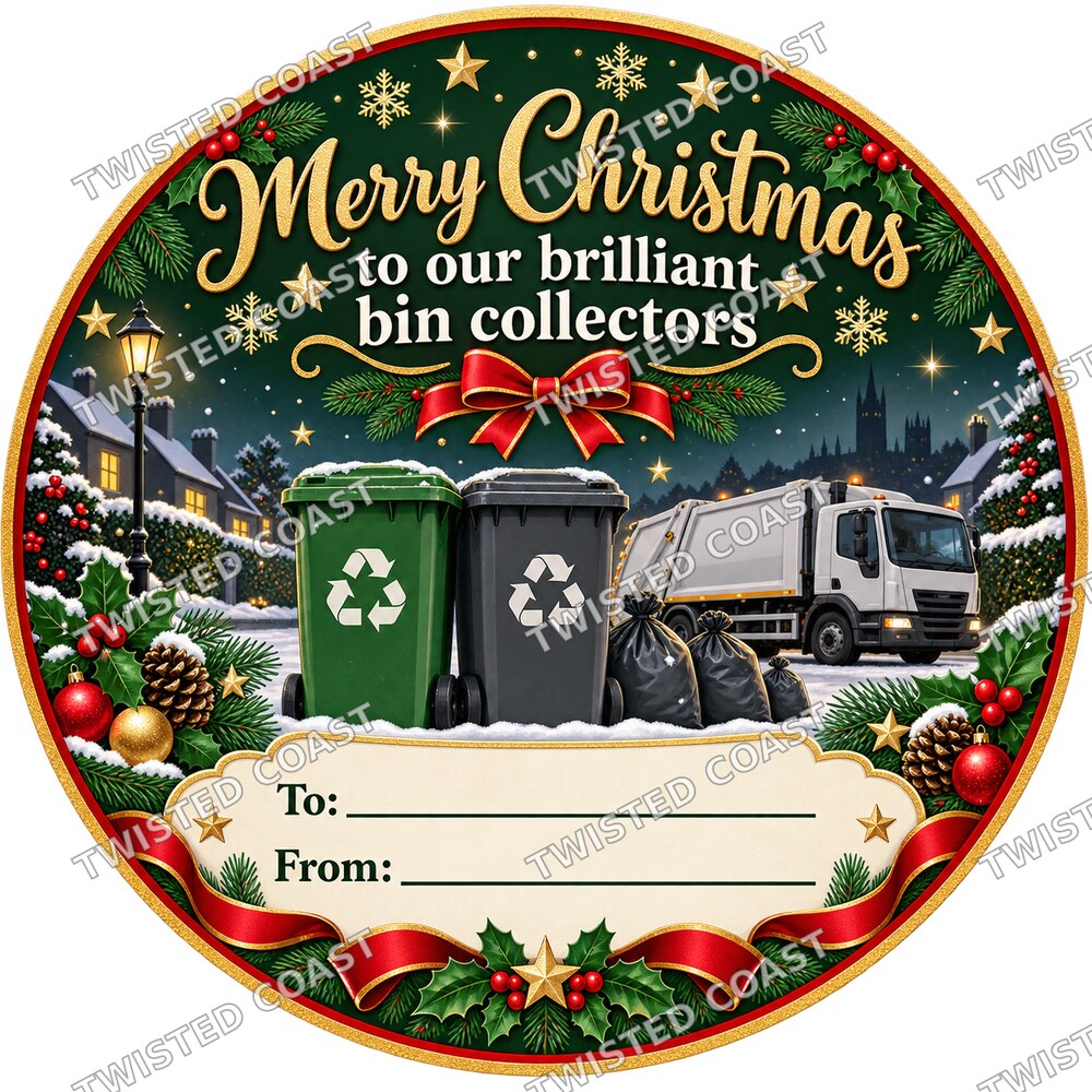 Christmas Chocolate Tub Label – Merry Christmas to Our Brilliant Bin Collectors