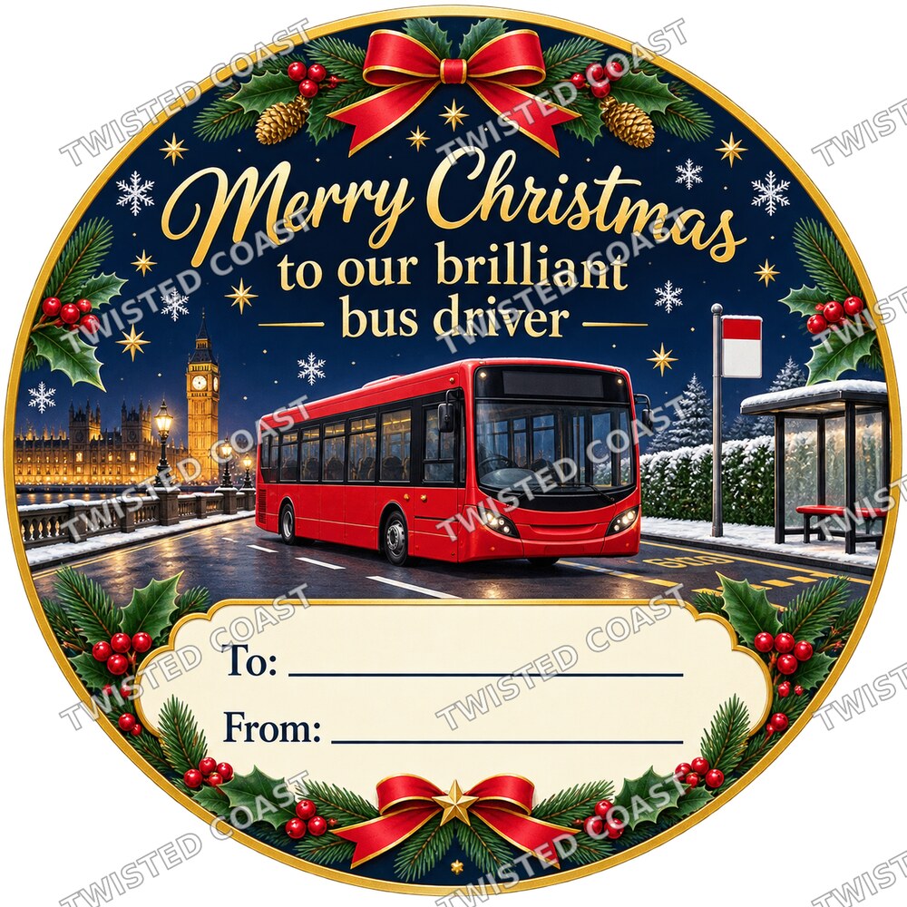 Christmas Chocolate Tub Label – Merry Christmas to Our Brilliant Bus Driver