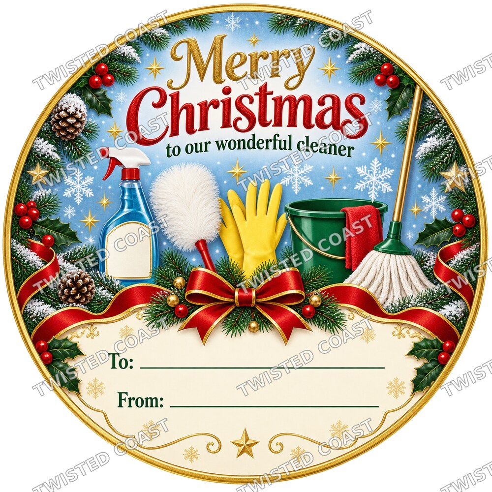 Christmas Chocolate Tub Label – Merry Christmas to Our Brilliant Cleaner