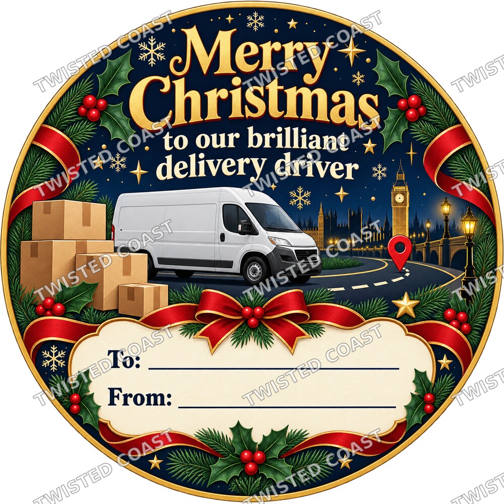 Christmas Chocolate Tub Label – Merry Christmas to Our Brilliant Delivery Driver