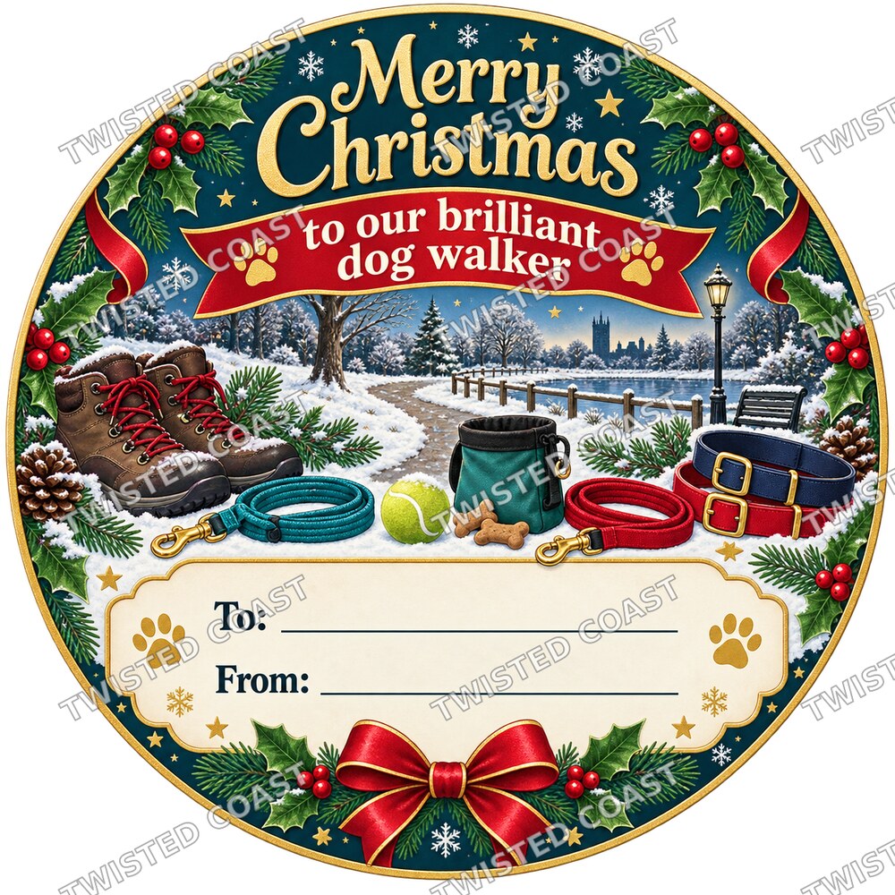 Christmas Chocolate Tub Label – Merry Christmas to Our Brilliant Dog Walker