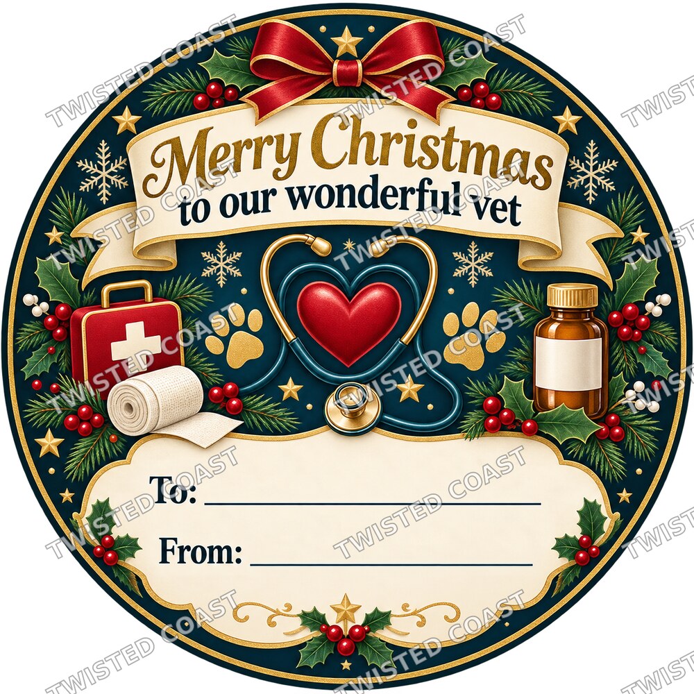 Christmas Chocolate Tub Label – Merry Christmas to Our Wonderful Vet