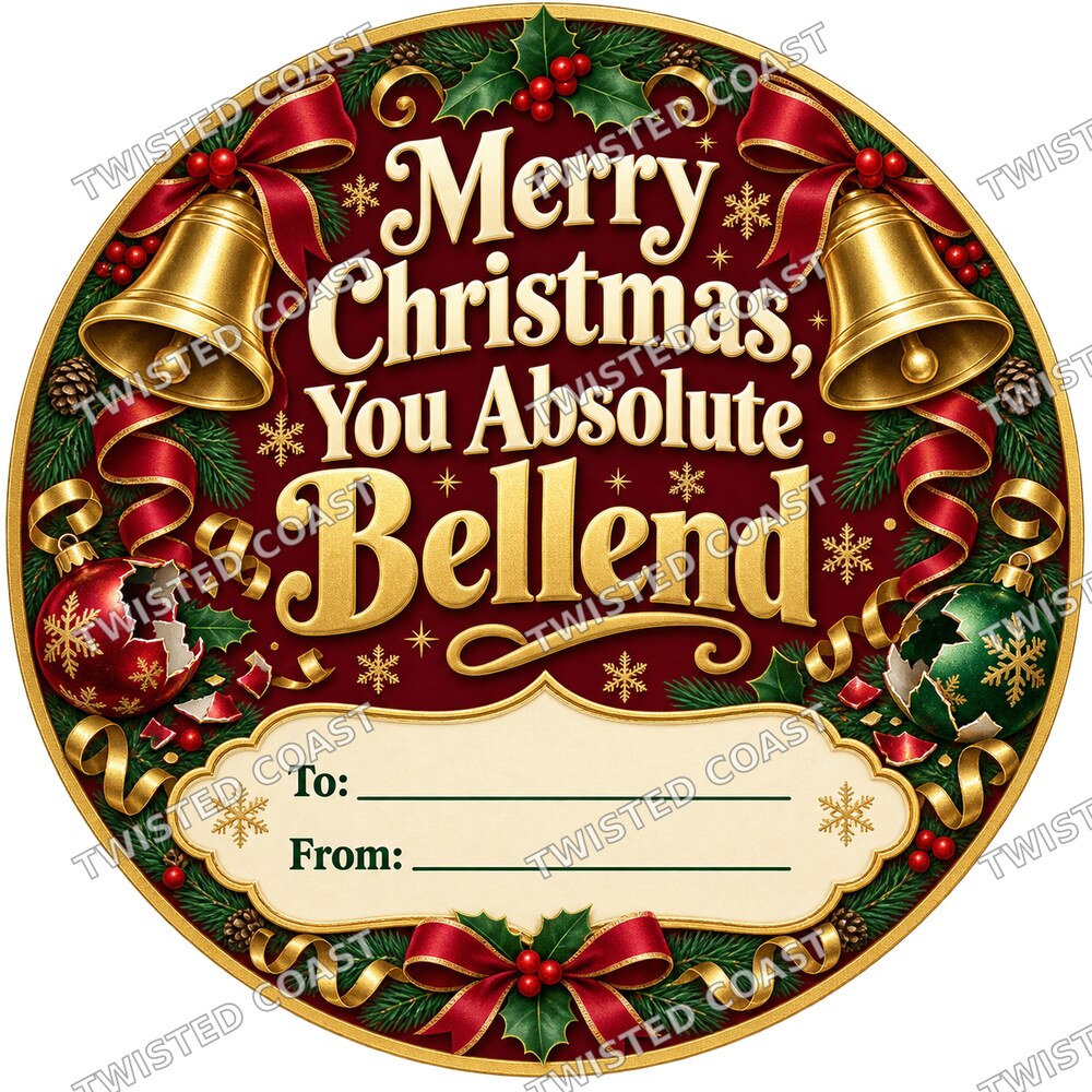 Christmas Chocolate Tub Label – Merry Christmas You Absolute Bellend