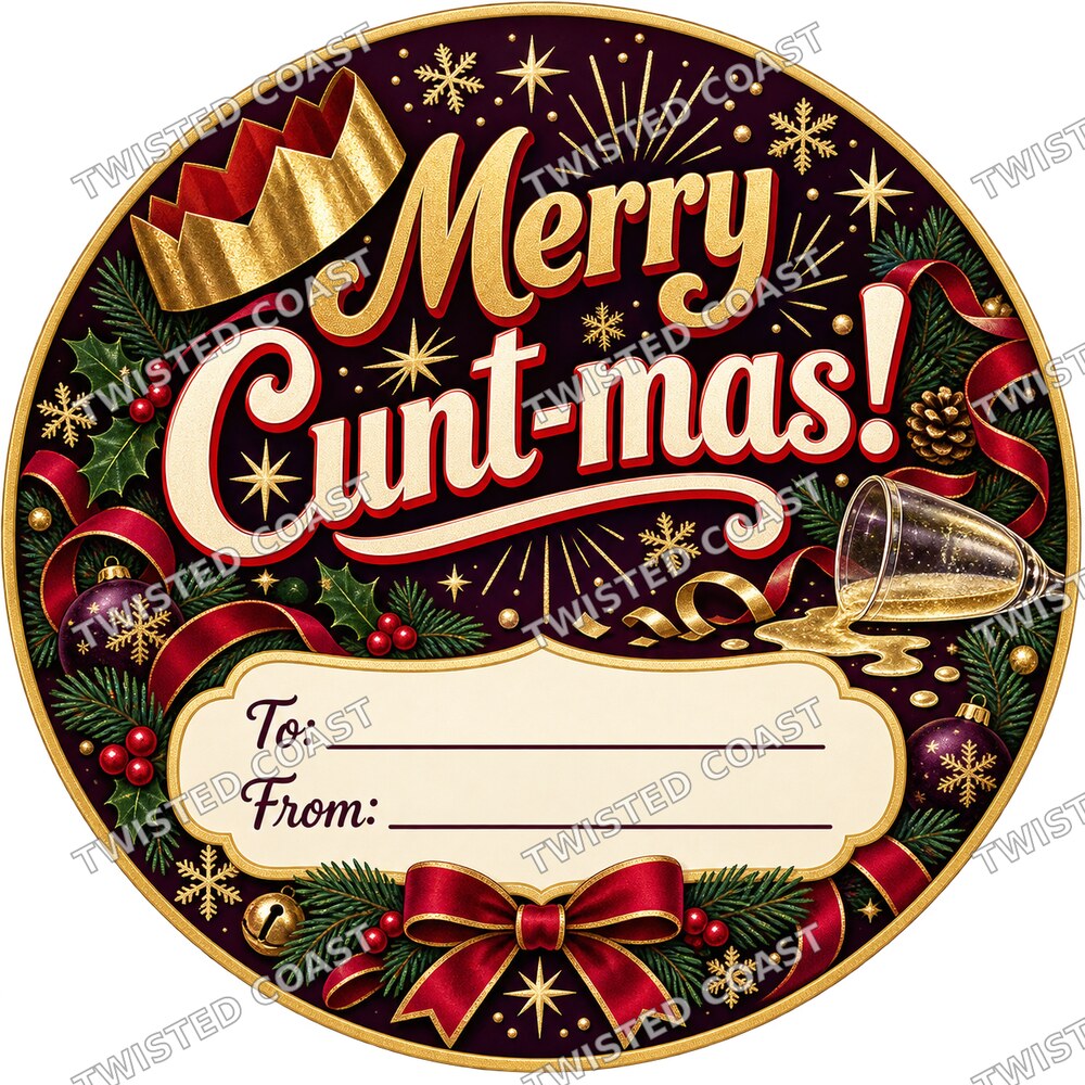 Christmas Chocolate Tub Label – Merry Cunt-mas
