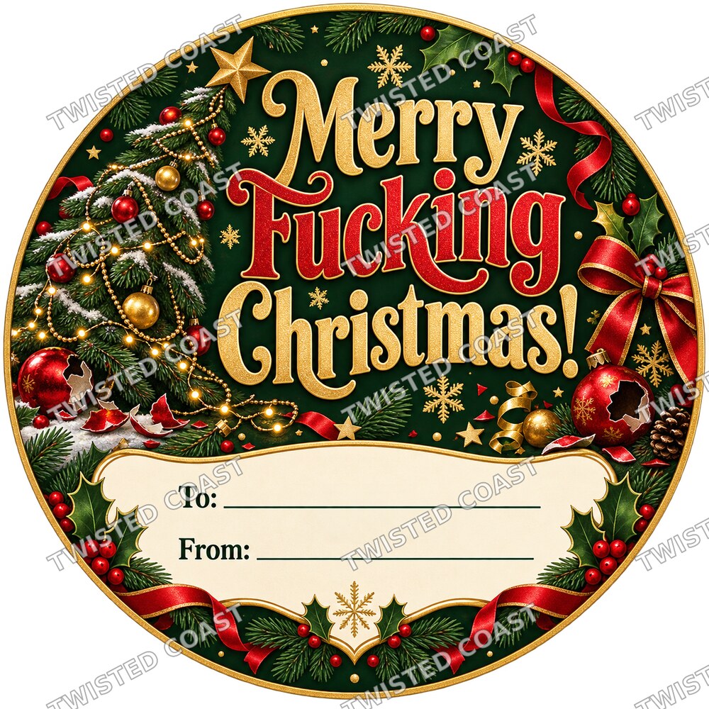 Christmas Chocolate Tub Label – Merry Fucking Christmas