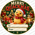 Christmas chocolate tub label – Merry Quackmas – watermarked preview