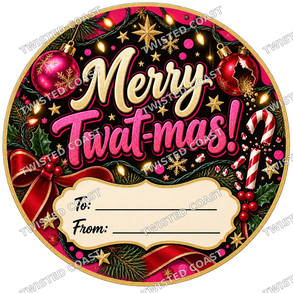 Christmas Chocolate Tub Label – Merry Twat-mas